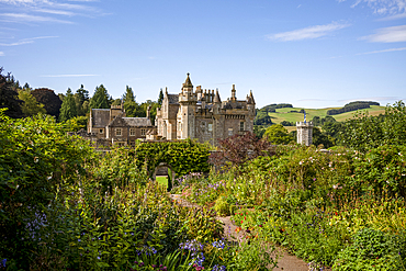 Abbotsford, the ornate home of the 19th century novelist Sir Walter Scott, near Melrose in Scotland