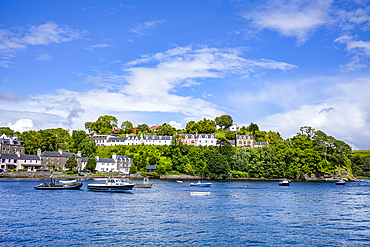 The colourful waterfront and harbour at Portree on the Isle of Skye, Inner Hebrides, Scotland.