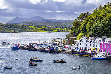 The colourful waterfront and harbour at Portree on the Isle of Skye, Inner Hebrides, Scotland.
