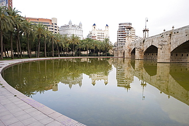 Puente del Mar, water, reflection, Valencia, Mediterranean, Costa del Azahar, Spain, Europe