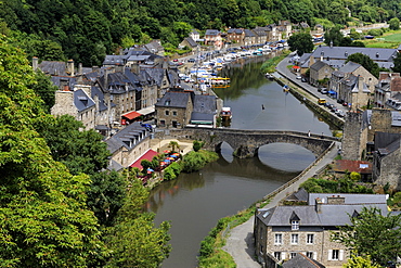 View of the old Port Dinan, Cotes-d'Armor, Brittany (Bretagne), France, Europe