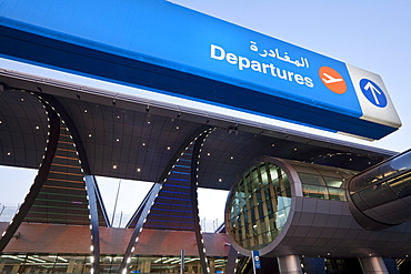 Stylish modern architecture of Terminal 3 opened in 2010, Dubai International Airport, Dubai, United Arab Emirates, Middle East