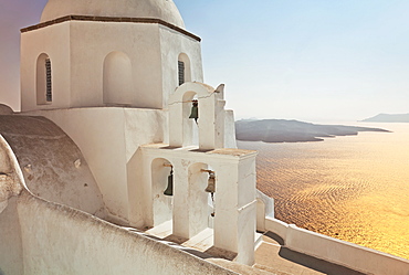 Greek Orthodox Church in Fira, Santorini (Thira), Cyclades Islands, Aegean Sea, Greek Islands, Greece, Europe