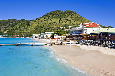 Beach at Grand-Case on the French side, St. Martin, Leeward Islands, West Indies, Caribbean, Central America