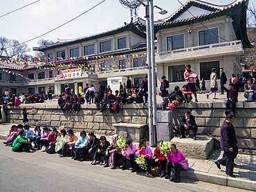 Typical urban street scene, Pyongyang, Democratic People's Republic of Korea (DPRK), North Korea, Asia