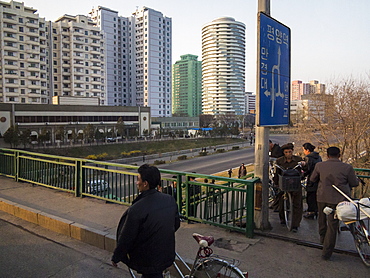 Typical street scene in the capital, Pyongyang, Democratic People's Republic of Korea (DPRK), North Korea, Asia