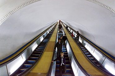 Punhung station, one of the many 100 metre deep subway stations on the Pyongyang subway network, Pyongyang, Democratic People's Republic of Korea (DPRK), North Korea, Asia