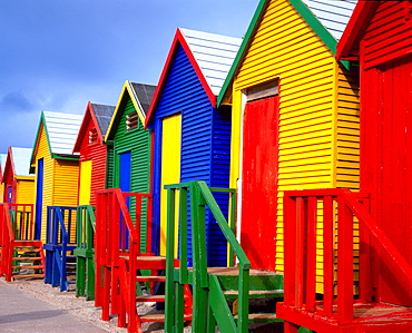 Beach huts, Fish Hoek, Cape Peninsula, Cape Town, South Africa, Africa