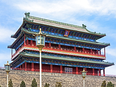 Ornate traditional Chinese Zhengyangmen gate near Tiananmen Square in central Beijing, China, Asia