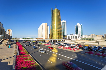 Twin golden conical business centres, Astana, Kazakhstan, Central Asia