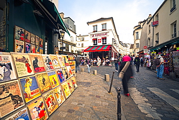 Cafe and street scene in Montmartre, Paris, France, Europe