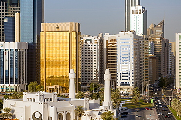 Modern city skyline, Abu Dhabi, United Arab Emirates, Middle East