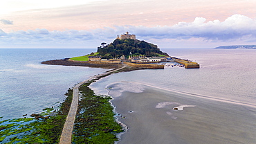 St. Michaels Mount, Marazion, Cornwall, England, United Kingdom, Europe (Drone)