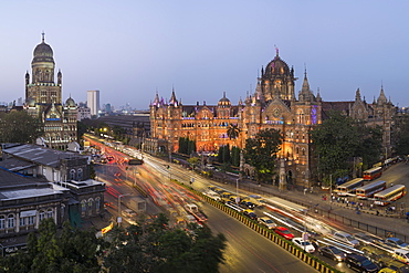 Chhatrapati Shivaji Maharaj Terminus railway station (CSMT), formerly Victoria Terminus, UNESCO World Heritage Site, Mumbai, Maharashtra, India, Asia