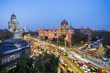 Chhatrapati Shivaji Maharaj Terminus railway station (CSMT), formerly Victoria Terminus, UNESCO World Heritage Site, Mumbai, Maharashtra, India, Asia