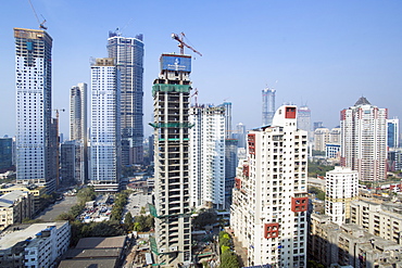 City skyline of modern office and residential buildings, Mumbai, Maharashtra, India, Asia