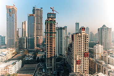 City skyline of modern office and residential buildings, Mumbai, Maharashtra, India, Asia