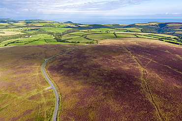 Aerial view over the moors, Exmoor National Park, Devon, England, United Kingdom, Europe