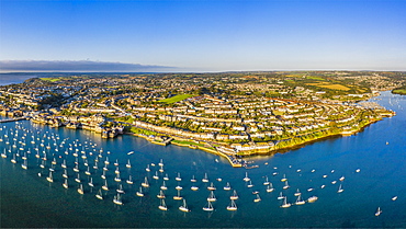 Aerial view over the Penryn River and Falmouth, Cornwall, England, United Kingdom, Europe