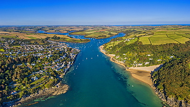 Aerial view of Salcombe on the Kingsbridge Estuary, Devon, England, United Kingdom, Europe