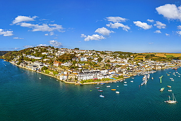 Aerial view of Salcombe on the Kingsbridge Estuary, Devon, England, United Kingdom, Europe