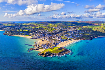 Aerial view of St. Ives, Cornwall, England, United Kingdom, Europe