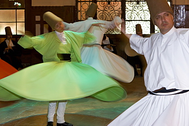 The Mevlevi, (Whirling Dervishes) performing the Sema (ceremony), Istanbul, Turkey, Europe