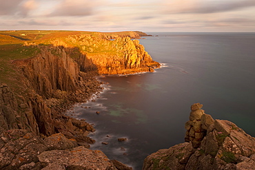 Towering cliffs of Lands End, Cornwall, England, United Kingdom, Europe