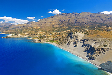 Aerial view of Agios Pavlos Beach on the island of Crete, Greek Islands, Greece, Europe