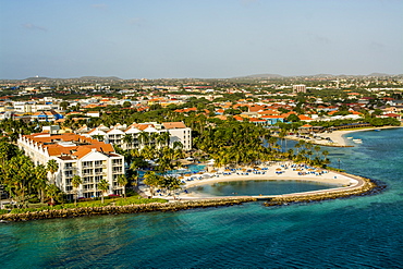 Aerial view of resort Oranjestad, Aruba, ABC Islands, Dutch Antilles, Caribbean, Central America