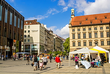 Part of Central Square, Marienplatz, Munich, Bavaria, Germany, Europe