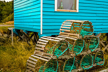 Lobster pots, Newman's Cove, Bonavista Peninsula, Newfoundland, Canada, North America