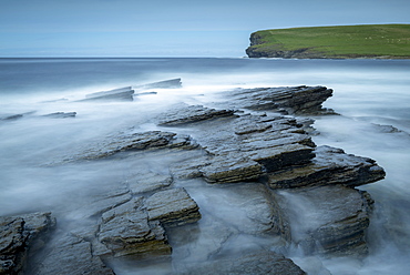 Coastal ledges near Marwick Head on the wild west coast of Orkney, Scotland, United Kingdom, Europe