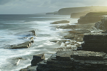 Dramatic coastline near the Brough of Birsay, Orkney, Scotland, United Kingdom, Europe