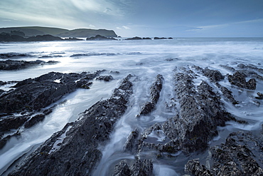 Bolt Tail from the dramatic ledges along the South Hams coast in winter, Thurlestone, Devon, England, United Kingdom, Europe