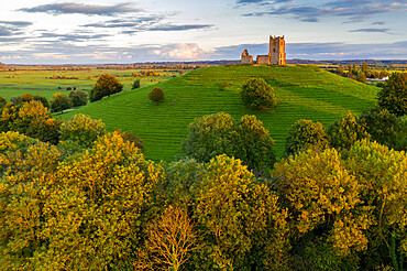 The ruins of St. Michael's Church on Burrow Mump in Somerset, England, United Kingdom, Europe