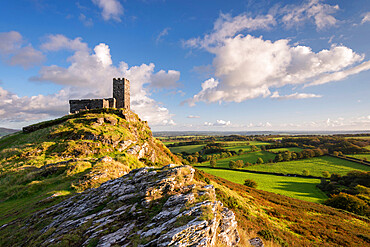 Lonely St. Michael de Rupe Church on the summit of Brentor, Dartmoor National Park, Devon, England, United Kingdom, Europe