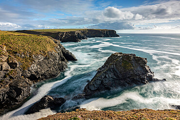 Dramatic coastal views at Porth Mear in North Cornwall, England, United Kingdom, Europe