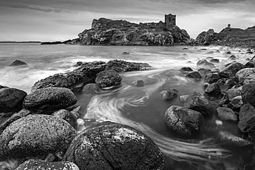 The ruins of Kinbane Castle near Ballycastle on the Causeway Coast, County Antrim, Ulster, Northern Ireland, United Kingdom, Europe