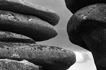 Detail of a granite tor on Bodmin Moor, Cornwall, England, United Kingdom, Europe