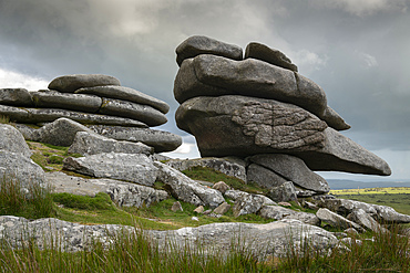 Granite tor on Stowes Hill, Bodmin Moor, Cornwall, England, United Kingdom, Europe