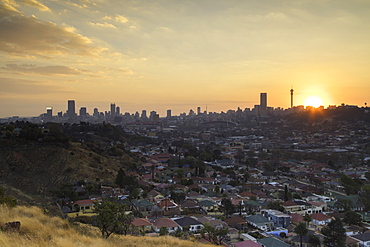 View of skyline at sunset, Johannesburg, Gauteng, South Africa, Africa