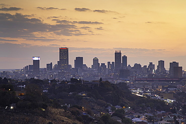 View of skyline at sunset, Johannesburg, Gauteng, South Africa, Africa