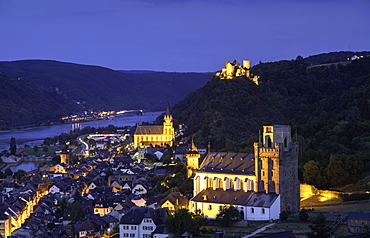 Oberwesel at dusk, Rhineland-Palatinate, Germany, Europe