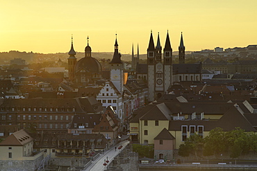 View over Wurzburg at sunrise, Bavaria, Germany, Europe