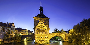 Altes Rathaus (Old Town Hall) at dusk, Bamberg, UNESCO World Heritage Site, Bavaria, Germany, Europe