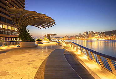 Tsim Sha Tsui promenade at dawn, Tsim Sha Tsui, Kowloon, Hong Kong, China, Asia