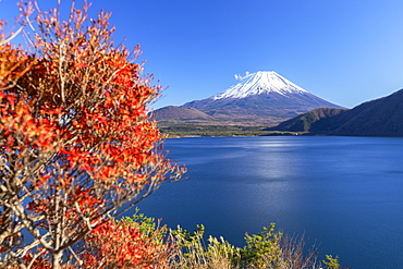 Mount Fuji, UNESCO World Heritage Site, and Lake Motosu, Yamanashi Prefecture, Honshu, Japan, Asia