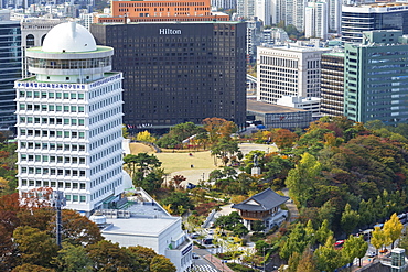 Namsan Baekbeom Park and skyscrapers, Seoul, South Korea, Asia