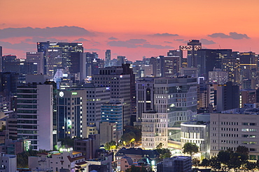 Seoul cityscape at sunset, Seoul, South Korea, Asia